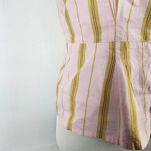 Topshop 165443 Womens Sleeveless Stripe Crop Tank Top Pink Yellow Size US 6 - Picture 11 of 15